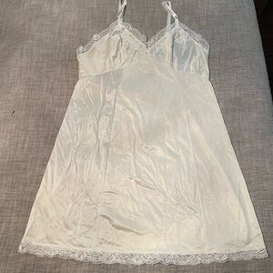 Vintage Sears White Satin Lace Slip XL